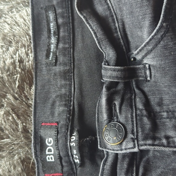 BDG Highrise Cigarette Ankle Jeans in gray with embroidered tribal design - Picture 5 of 13